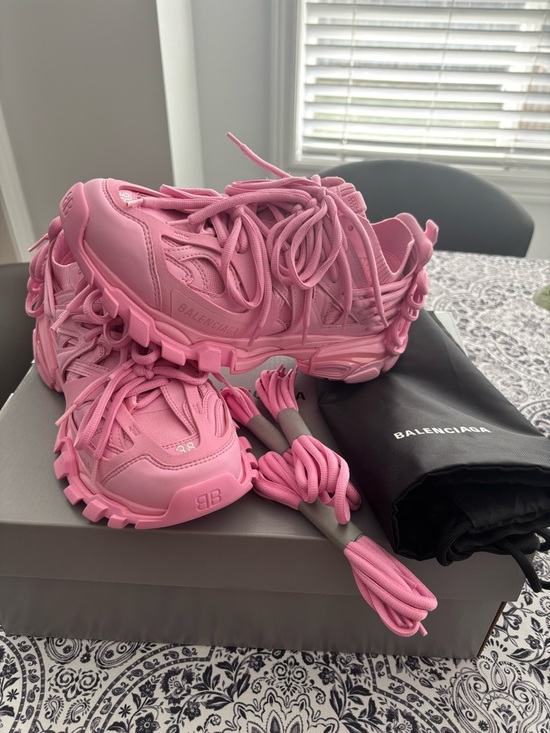 Balenciaga Shoes - Balenciaga Pink Layered-Detail Trainer